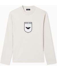 Emporio Armani - Icon Interlock Jersey Jumper With Embroidery - Lyst