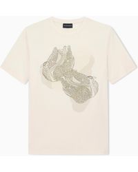 Emporio Armani - Jersey T-Shirt With Embroidery And Print - Lyst