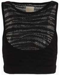 Emporio Armani - Sustainability Values Capsule Collection Viscose Blend Openwork Knit Crop Top - Lyst
