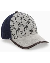 Emporio Armani - Baseball Hat With A Monogram Pattern And Adjustable Strap - Lyst