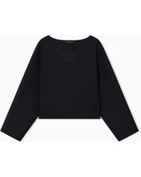 Emporio Armani - Double Jersey Cropped Sweatshirt With Eagle Embroidery - Lyst