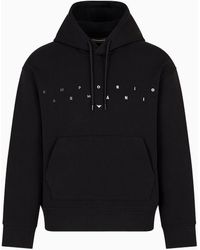 Emporio Armani - Double-jersey Hooded Sweatshirt With Logo Embroidery - Lyst