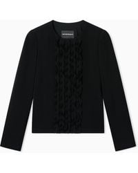 Emporio Armani - Armure Fabric Jacket With Ruffles - Lyst