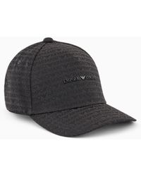 Emporio Armani - Jacquard Nylon Baseball Cap With All-Over Logo Lettering - Lyst