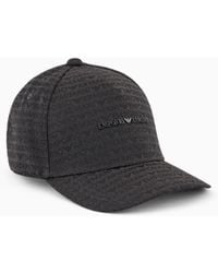 Emporio Armani - Jacquard Nylon Baseball Cap With All-Over Logo Lettering - Lyst
