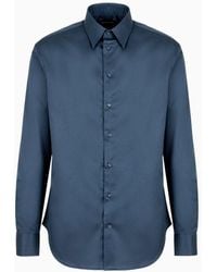 Emporio Armani - Modern-fit, Stretch-cotton, Non-iron Shirt With A Stiff Collar - Lyst