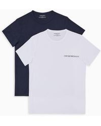 Emporio Armani - Paquete De Dos Camisetas De Estar Por Casa Con Banda Con Logotipo Core - Lyst