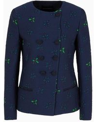 Emporio Armani - Double-breasted Jacket In Jacquard Fabric With A Floral Pattern - Lyst