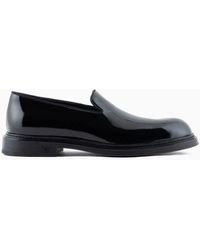 Emporio Armani - Patent-leather Slipper Loafers - Lyst