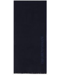 Emporio Armani - Schal Aus Wolle Mit Logo-schriftzug In Jacquard - Lyst
