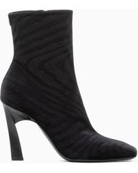 Emporio Armani - Animalier Velvet Ankle Boots With A Stiletto Heel - Lyst