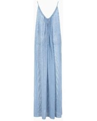 Emporio Armani - Plain Knit And Ottoman Long Dress With All-over Rhinestones - Lyst