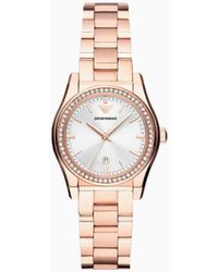 Emporio Armani - Three-hand Date Rose Gold-tone Stainless Steel Watch - Lyst