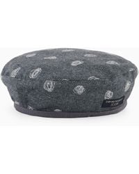 Emporio Armani - Virgin Wool Blend Beret With An Icon All-Over Abstract Pattern - Lyst