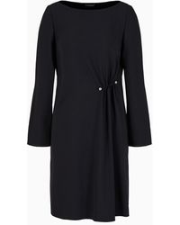 Emporio Armani - Draped Envers Satin Tunic Dress With Piercing-style Closure - Lyst