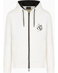 Emporio Armani - Double-Jersey Hooded Zip Sweatshirt With Lunar New Year Embroidery - Lyst