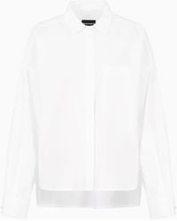 Emporio Armani - Poplin Shirt With Asymmetric Hem And Patch Pocket - Lyst