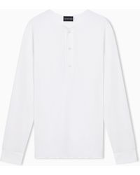 Emporio Armani - Garment-Dyed Jersey Henley-Collar Shirt - Lyst