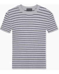 Emporio Armani - Crewneck Sweater With Short Sleeves And Striped Rib Motif - Lyst