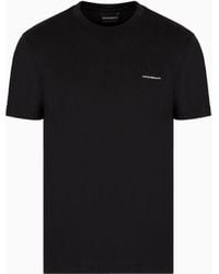 Emporio Armani - T-Shirt En Jersey Mélange De Lyocell Avec Petite Inscription Logo Asv - Lyst