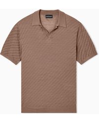Emporio Armani - Lyocell-Blend Polo-Collar Link Stitch And Plain Knit Jumper - Lyst