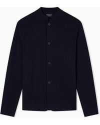 Emporio Armani - Icon Knitted Jacket With Guru Collar - Lyst