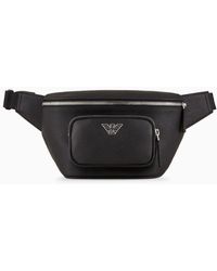 Emporio Armani - Regenerated-leather Belt Bag With Eagle Pate - Lyst