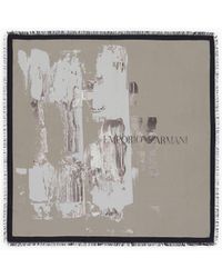 Emporio Armani - Printed Silk Foulard With Fringed Edges - Lyst