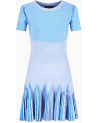 Emporio Armani - Checked Ottoman Dress With Pleated Skirt - Lyst