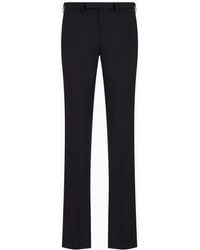Emporio Armani - Trousers In Natural Stretch Tropical Light Wool - Lyst