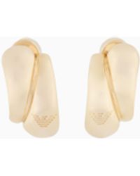 Emporio Armani - Tone Brass Hoop Earrings - Lyst