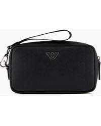 Emporio Armani - Asv Beauty-Case Aus Neu Aufbereitetem Saffiano-Leder Mit Adler-Plakette - Lyst
