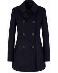 Emporio Armani - Double-breasted Wool Pea Coat - Lyst