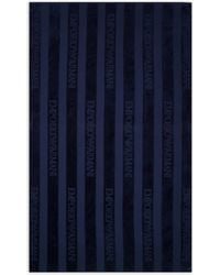 Emporio Armani - Striped Terry Beach Towel With Logo - Lyst