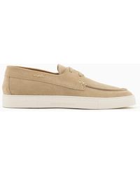 Emporio Armani - Crust Leather Boat Shoes - Lyst