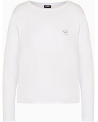 Emporio Armani - Loungewear Pullover Aus Fließender Viskose Mit Adler-logonieten - Lyst