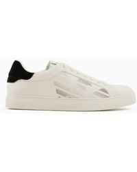 Emporio Armani - Asv Regenerated-leather Sneakers With Gradient Eagle - Lyst