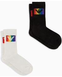 Emporio Armani - 2er-pack Socken Aus Frottee Mit Sporty-regenbogen-logo - Lyst