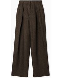 Emporio Armani - Icon Linen Chambray Trousers With Godet Pleats - Lyst