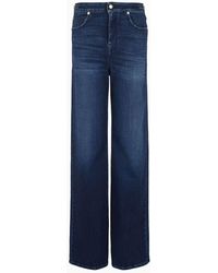 Emporio Armani - J8b High-waist Wide-leg Jeans In Worn-look Denim With Chain Detail - Lyst