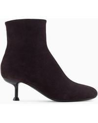 Emporio Armani - Asv New York Capsule Collection Suede Ankle Boots With Kitten Heel - Lyst