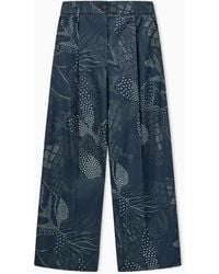 Emporio Armani - Wide-Leg Pleated Creponne Trousers With A Floral Dot Print - Lyst