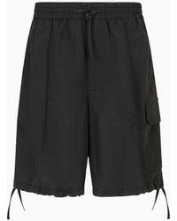Emporio Armani - Bermuda Shorts In Light Nylon Seersucker With Ribs And An Elasticated Waist - Lyst