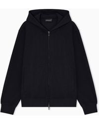 Emporio Armani - Travel Essential Canneté Jersey Zip-Up Hooded Sweatshirt - Lyst