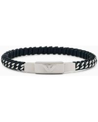 Emporio Armani - Stainless Steel And Leather Bracelet - Lyst