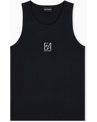 Emporio Armani - Cotton Jersey Tank Top With An Embroidered Chest Logo - Lyst