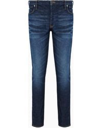 Emporio Armani - J75 Slim-Fit, Stone-Washed Stretch-Denim Jeans With Whisker Lines - Lyst