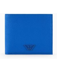 Emporio Armani - Asv Regenerated Saffiano Leather Card Holder Wallet With Rubberised Eagle - Lyst
