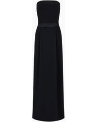 Emporio Armani - Strapless Long Dress In Technical Crêpe With Quilted Details - Lyst