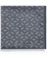 Emporio Armani - Modal Blend Foulard With All-over Micro-pattern - Lyst